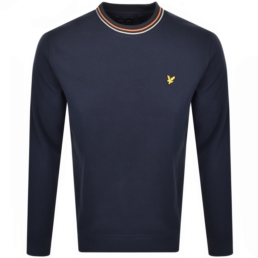 Alternative Image for ProductLyle And Scott Crew Neck Pique Sweatshirt Navy1
